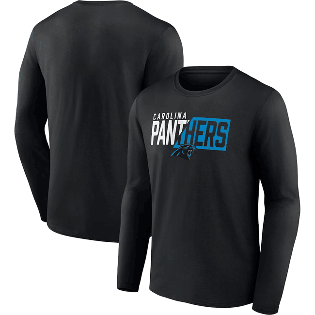 Men's Carolina Panthers Black One Two Long Sleeve T-Shirt